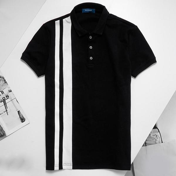 [HCM]Áo thun nam có cổ phối hai sọc dọc thời trang trẻ trung