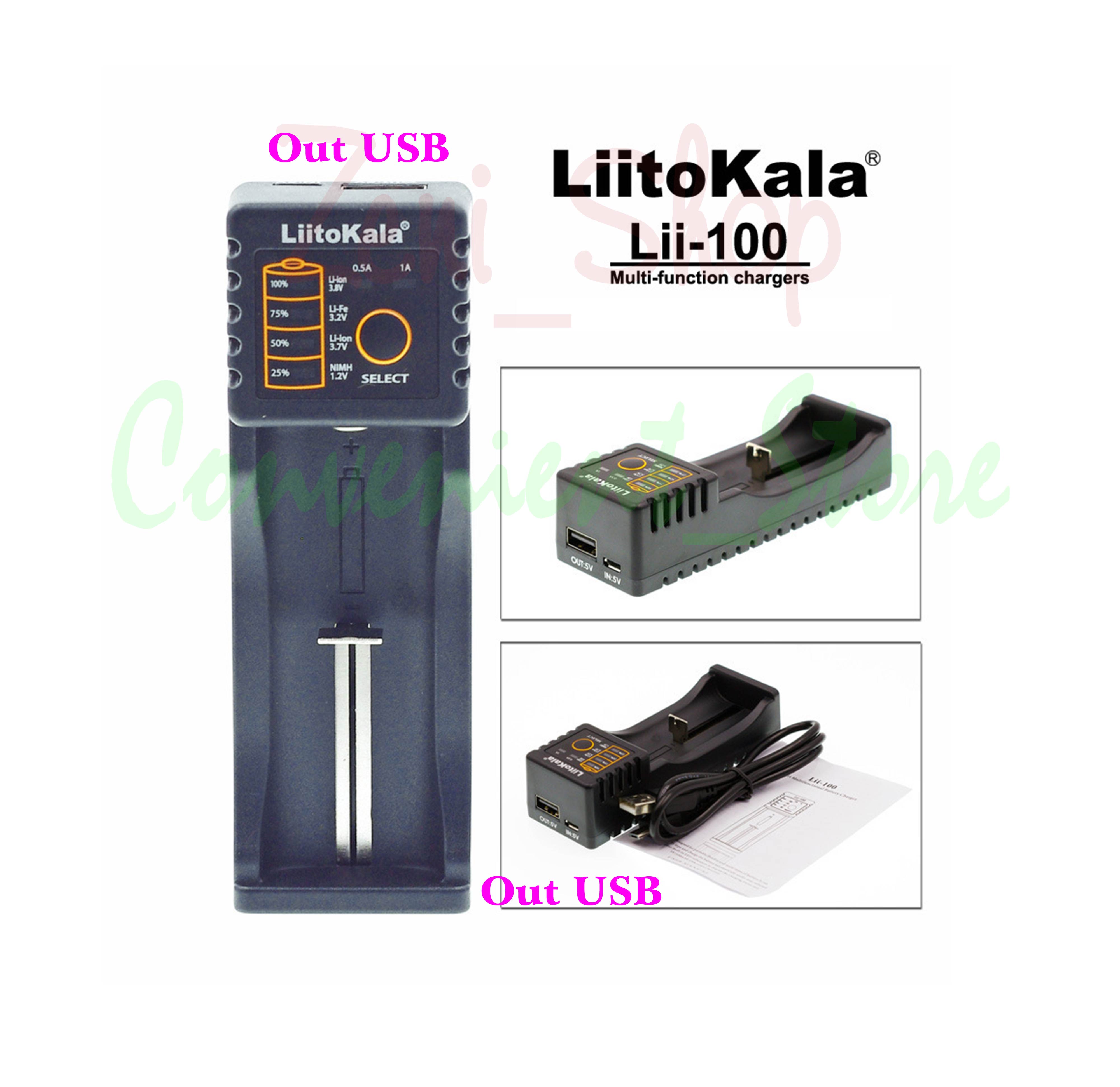 Sạc đa năng liitokala lii-100 sạc được các loại pin có điện áp 4.2v/3.2v/1.2v
