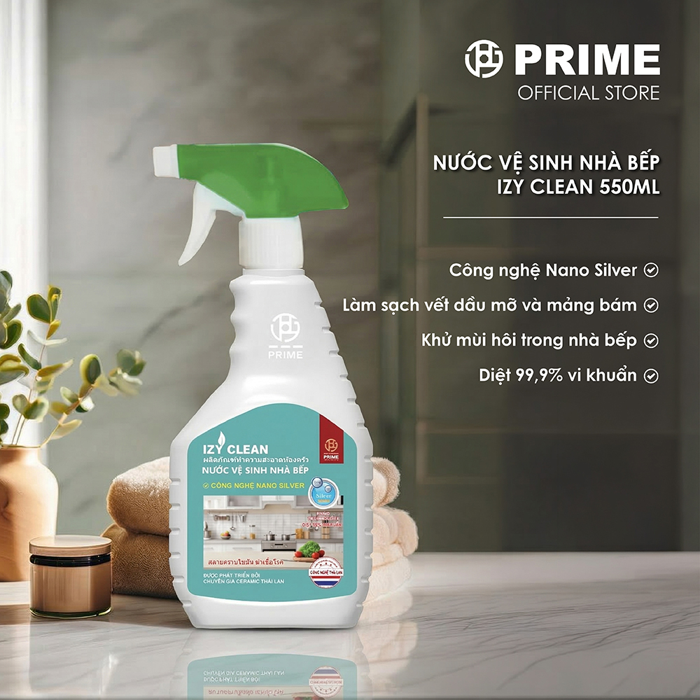 [BÁN CHẠY] Nước Lau Bếp Tẩy Dầu Mỡ IZY Clean 550ml – Làm Sạch Bếp Gas, Khử Mùi Tanh, Diệt Khuẩn
