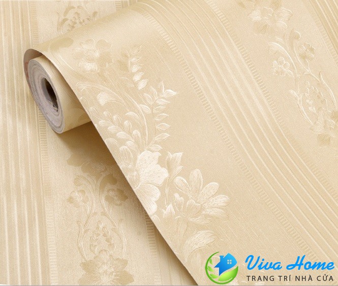10m GIẤY DÁN TƯỜNG SỌC VÀNG HOA VĂN - CÓ SẴN KEO, KHỔ 45cm - GIẤY DÁN TƯỜNG PHÒNG KHÁCH, PHÒNG NGỦ