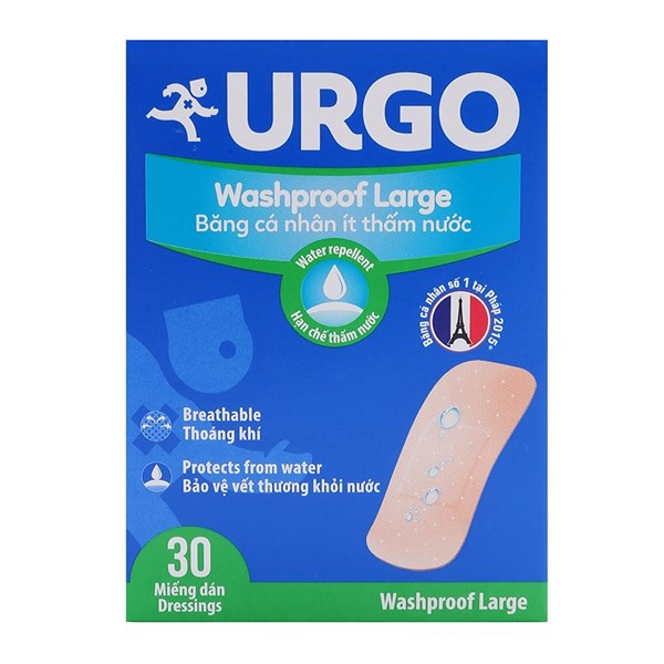 Băng cá nhân ít thấm nước Urgo Washproof 30