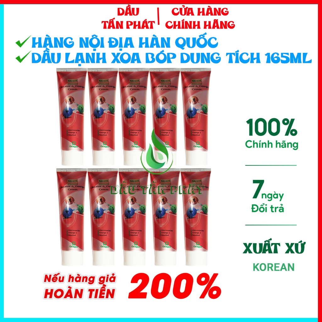 Combo 10 hộp dầu lạnh xoa bóp khớp multi glucoaid & omega3 cream 165ml dầu lạnh hàn quốc dầu lạnh bôi khớp