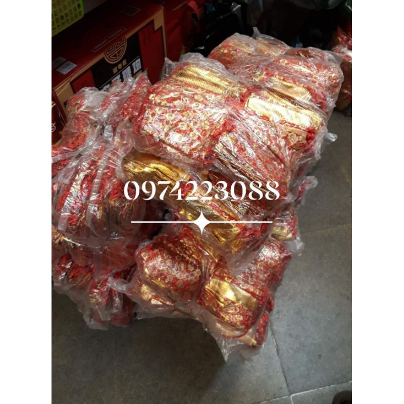 100 chiếc Túi lộc đỏ hoạ tiết hoa dùng đựng trang sức, gạo muối giao thừa