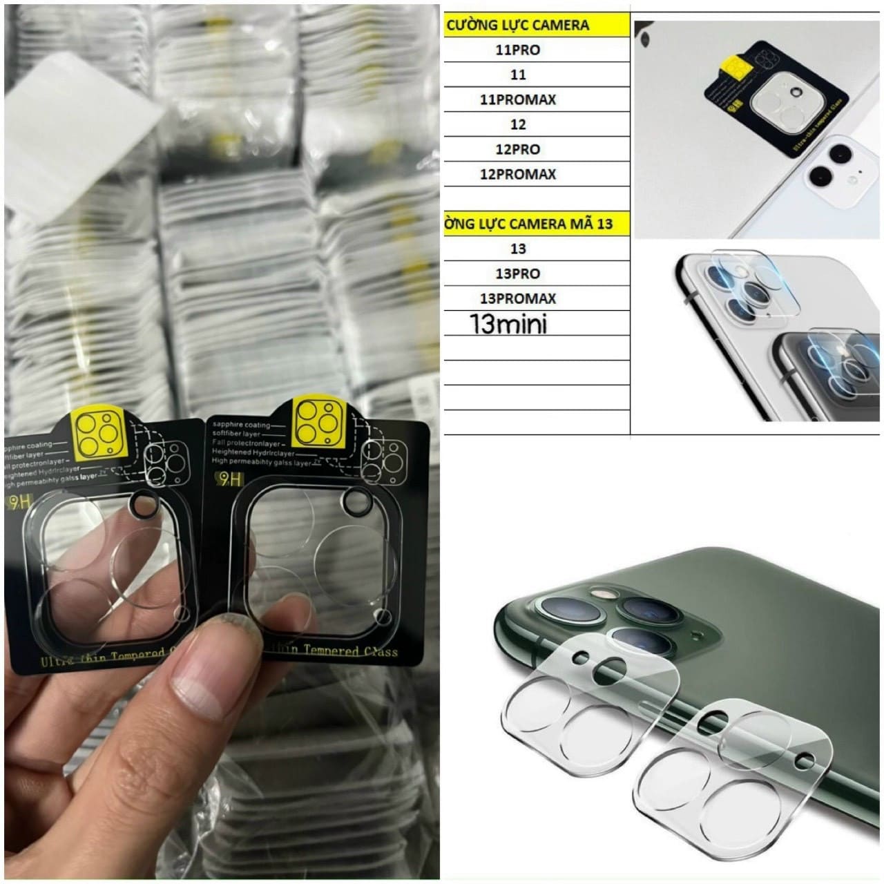 Kính cường Lực Bảo Vệ Camera Iphone trong suốt bảo vệ camera cho iPhone 11/12/13/Pro/Pro Max