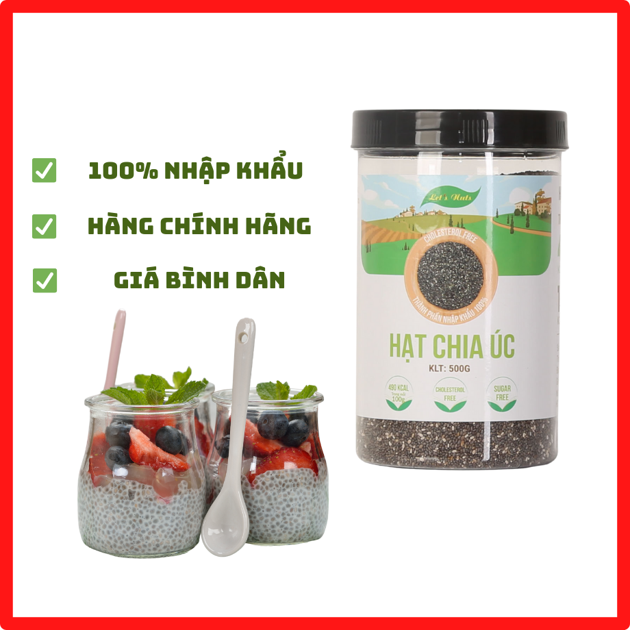 Hạt chia Seeds Lets Nuts hộp 500g giúp giảm cân đẹp da bổ sung chất dinh dưỡng