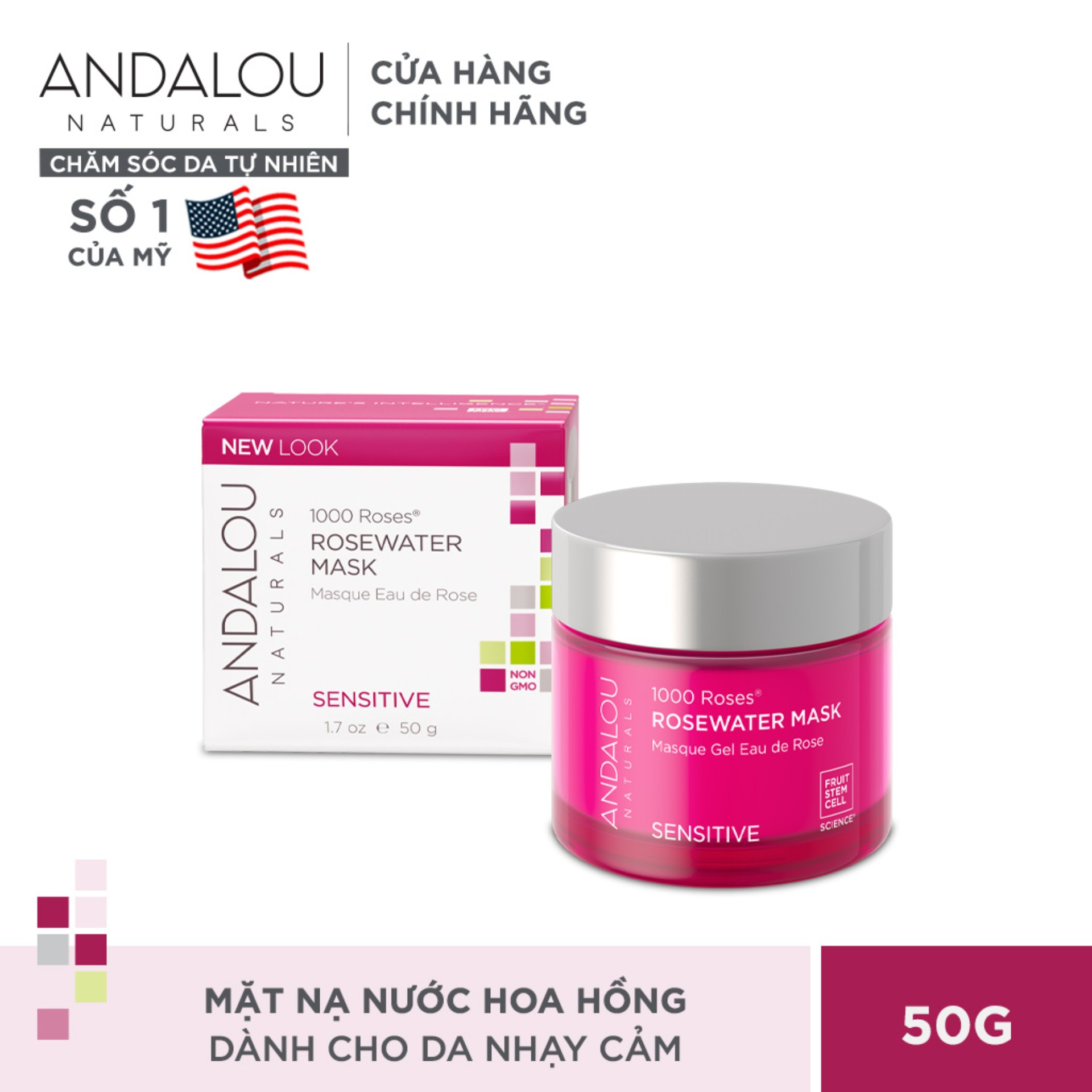 Mặt nạ nước hoa hồng andalou naturals 1000 roses rosewater mask 50g