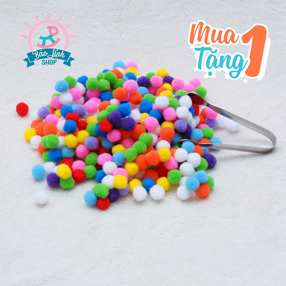 Set pom pom size 1,5cm hơn 300 quả - tặng quà| đồ chơi an toàn
