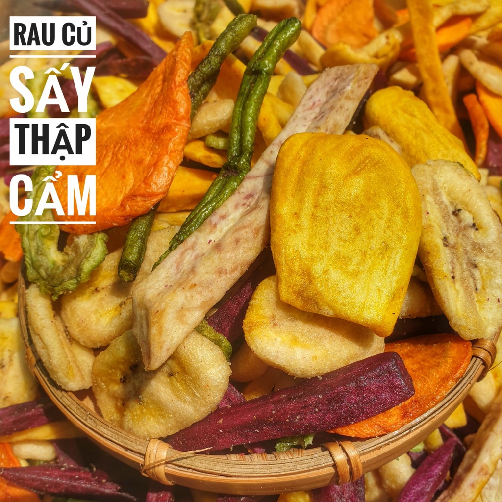 Rau củ quả sấy thập cẩm - túi 500gr giòn thơm không đường