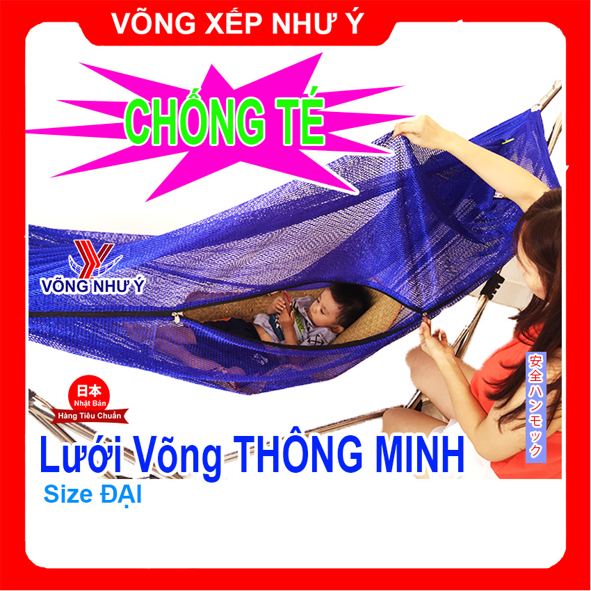 Lưới võng xếp thông minh chống té cho bé size đại tiêu chuẩn an toàn Nhật Bản, võng lưới chống rơi chống lật trẻ em