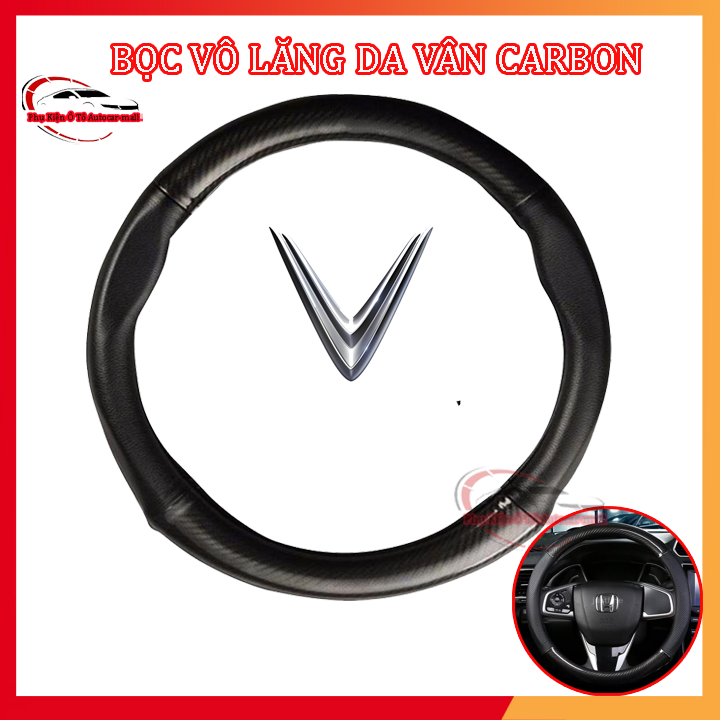 Bọc vô lăng Carbon VINFAST màu đen chất liệu da dày dặn thiết kế bắt mắt Giúp bảo vệ bọc vô lăng nguyên bản một cách tối ưu