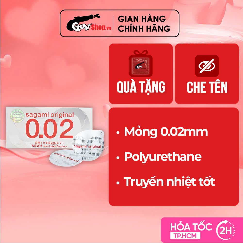 Bao cao su Sagami 0.02 - Siêu mỏng 0.02mm - Hộp 2 cái | GUNSHOP VIỆT NAM