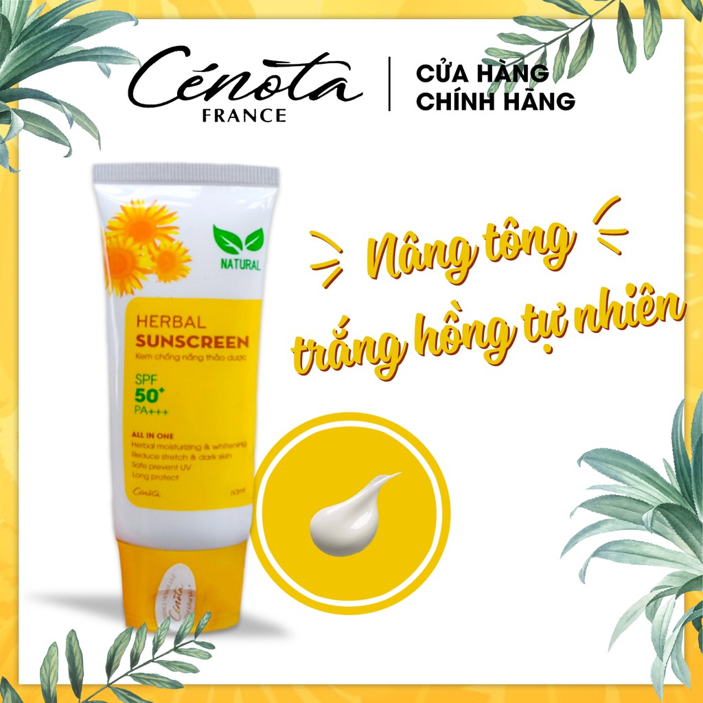 KEM CHỐNG NẮNG THẢO DƯỢC GIÚP TRẮNG DA CÉNOTA- 60ML