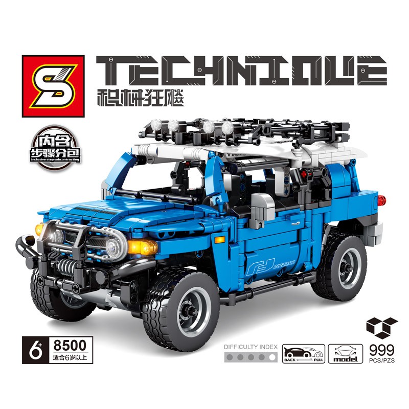 Đồ chơi lắp ráp le,go ô tô Offroad xe địa hình Toyotaa xanh xếp hình SY 8500