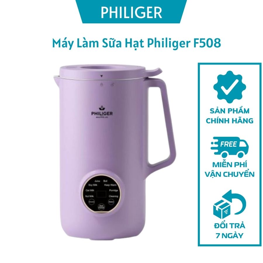 [Voucher 7% Max 800K] Máy xay sữa hạt đa năng Philiger mini 508, Máy xay nấu đa năng, máy làm sữa hạt mini