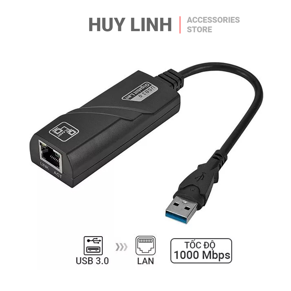 Cáp chuyển đổi usb 3.0 ra lan rj45 gigabit ethernet 1000mbps cho laptop
