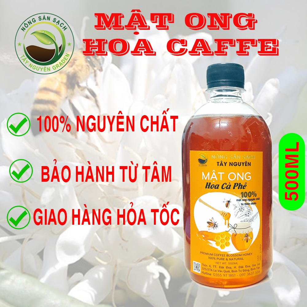 Mật ong hoa cà phê nguyên chất - Mật ong hoa cafe nguyên chất - Mật ong thiên nhiên giá xưởng - Mật ong sạch 0.5 lít