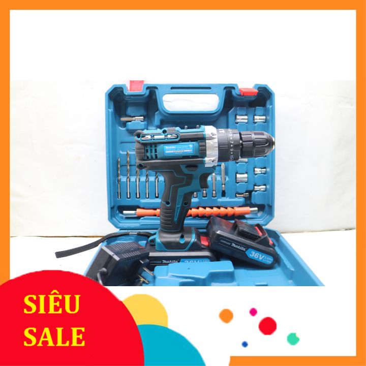 Máy khoan pin Makita 36V đủ phụ kiện pin chuẩn 5 Cell