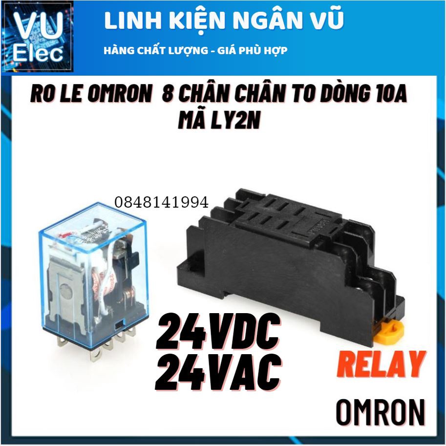 Bộ relay 24v 8 chân, role kính 24v. relay 24v10a relay ly2n 24v