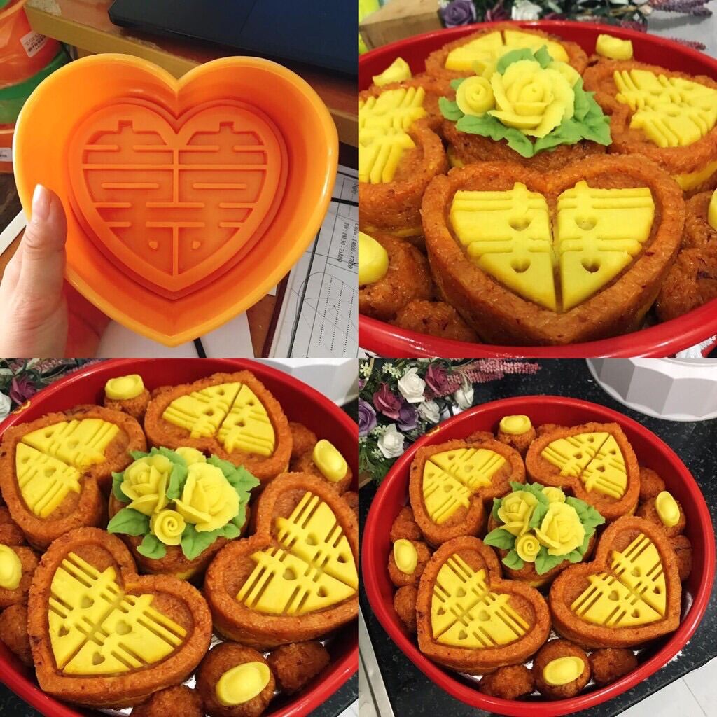 Khuôn xôi hình tim chữ song hỷ 15cm bền đẹp