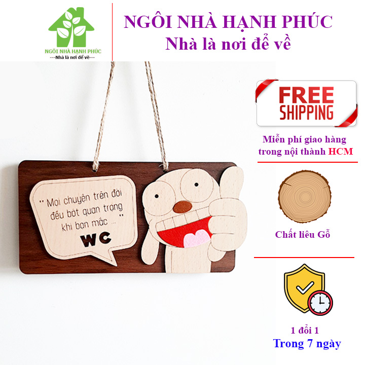 Bảng gỗ decor trang trí cửa toilet 🚀cún wc🚀