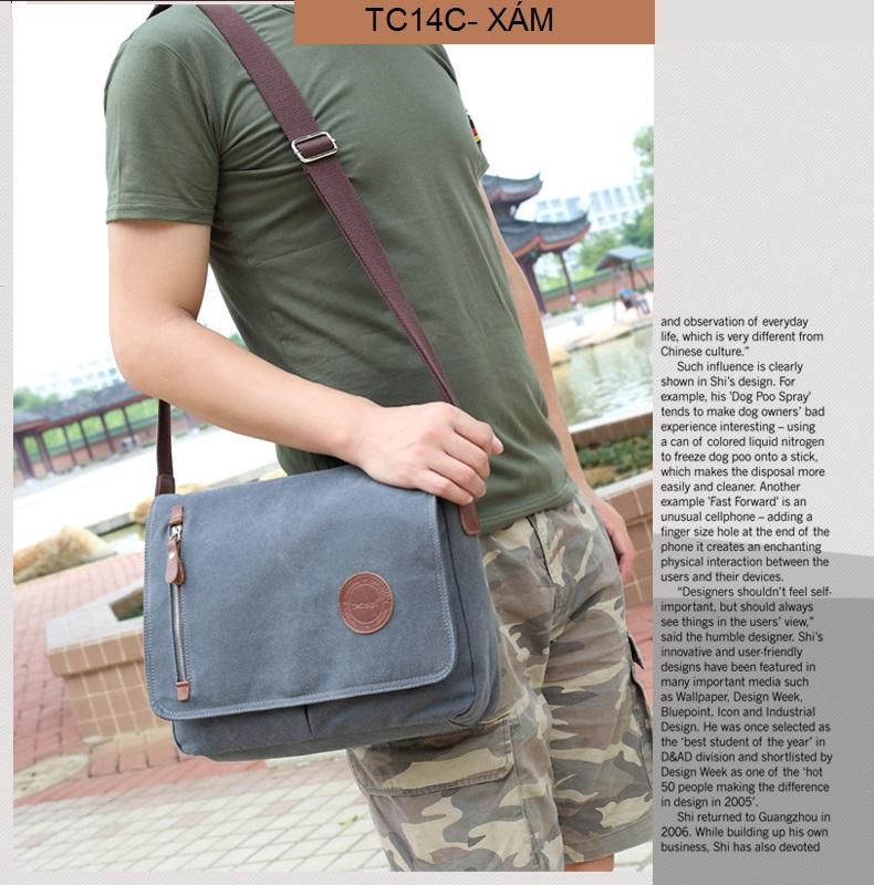 Túi vải canvas - dòng cao cấp - bền bỉ - thời trang - KT 34x28x9 cm - đựng vừa giấy A4 - ipad 10 inch mã TV14