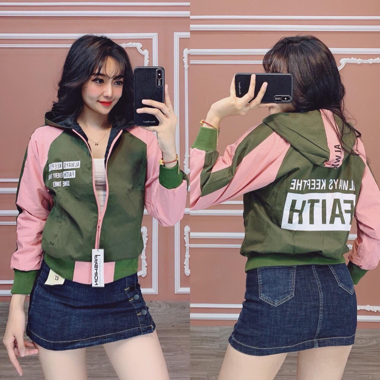 ÁO KHOÁC DÙ NỮ cao cấp phối chữ sau lưng đẹp tuyệt vời (ĐANG HOT) 2019