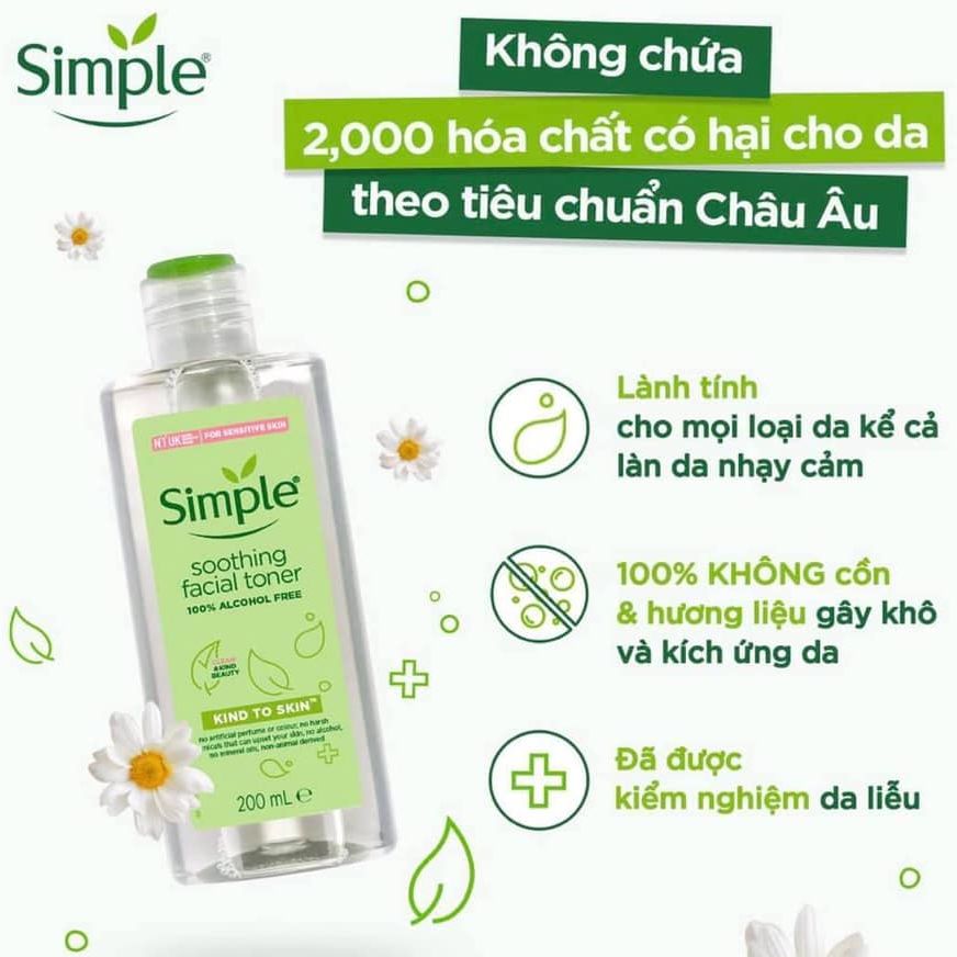 Nước hoa hồng Simple Soothing Facial Toner 200ml