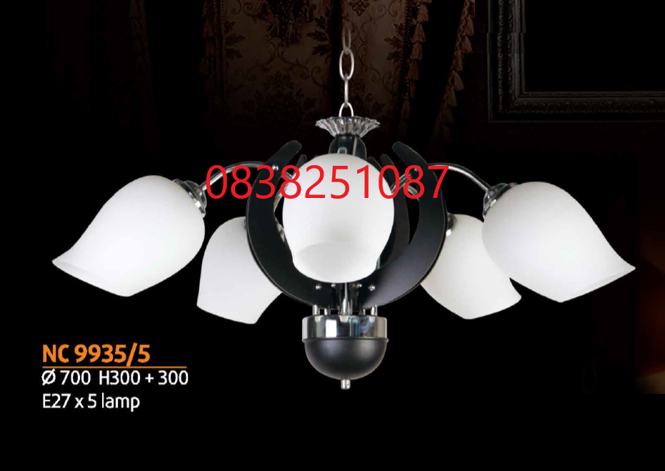 Đèn chùm phòng khách cao cấp nc9935/5 - tặng bóng led