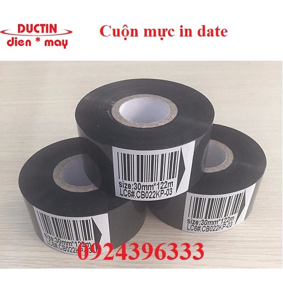 Combo 6 cuộn mực ruy băng nhiệt in date dùng cho máy dy8, hp241