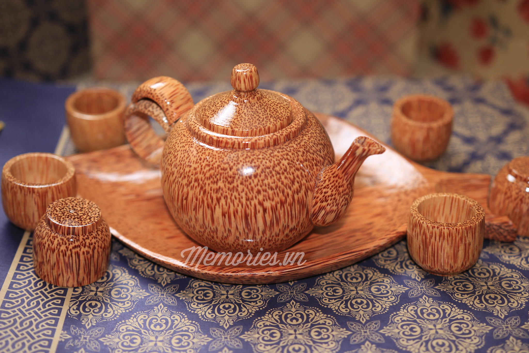 Bộ bình trà bằng gỗ dừa Hình Chiếc Lá - Quà tặng lễ Tết / trang trí handmade - Thủ công mỹ nghệ - Memories Craft Gifts Shop