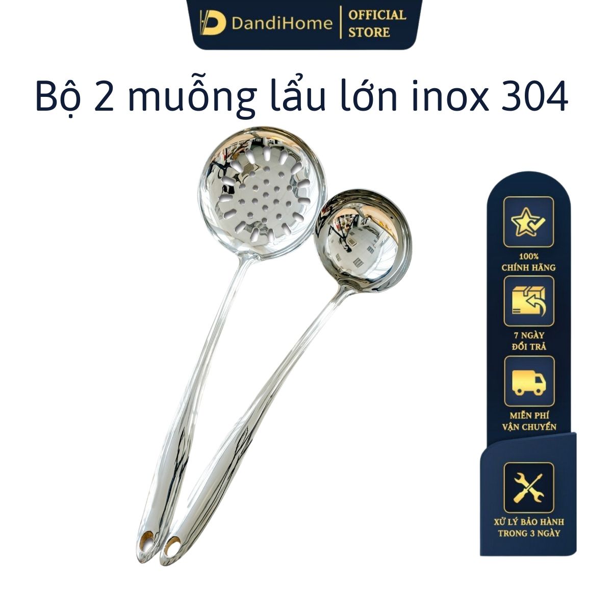 Combo muỗng ăn lẩu DandiHome inox 304 cao cấp