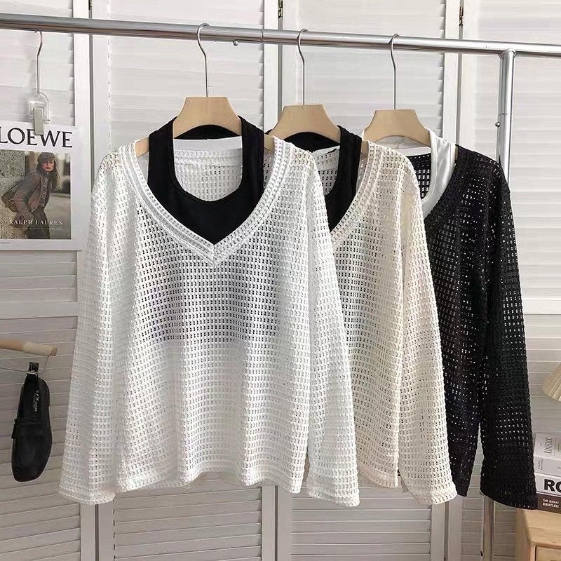 Set áo lưới kèm yếm dáng thụng oversize