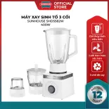 Máy xay sinh tố 3 CỐI SUNHOUSE SHD5582W - Dung tích 1,5L - Công suất 400W - Cối thủy tinh - Bảo hành 12 tháng - Hàng Chính Hãng Sunhoues