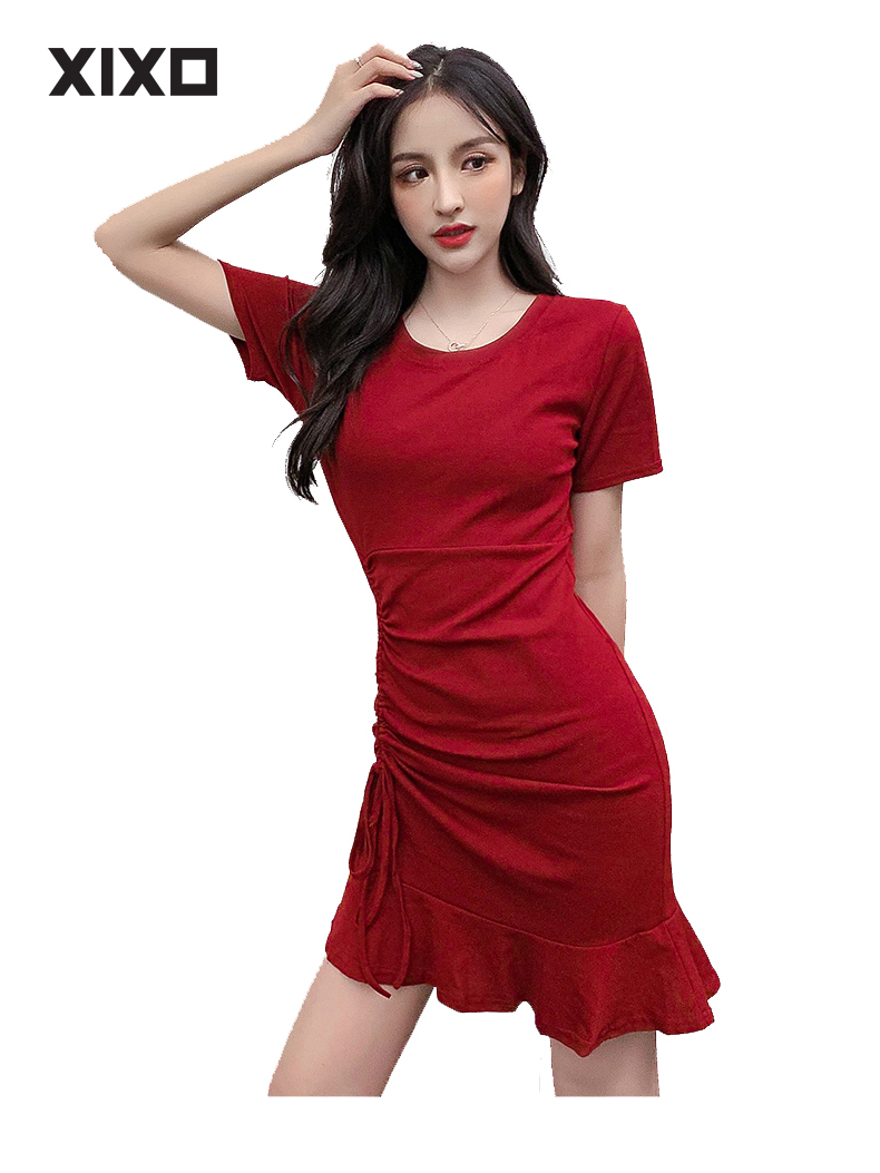 Đầm body đuôi cá rút dây dễ thương thời trang  XIXO cao cấp mền mịn thấm hút mồ hôi tốt