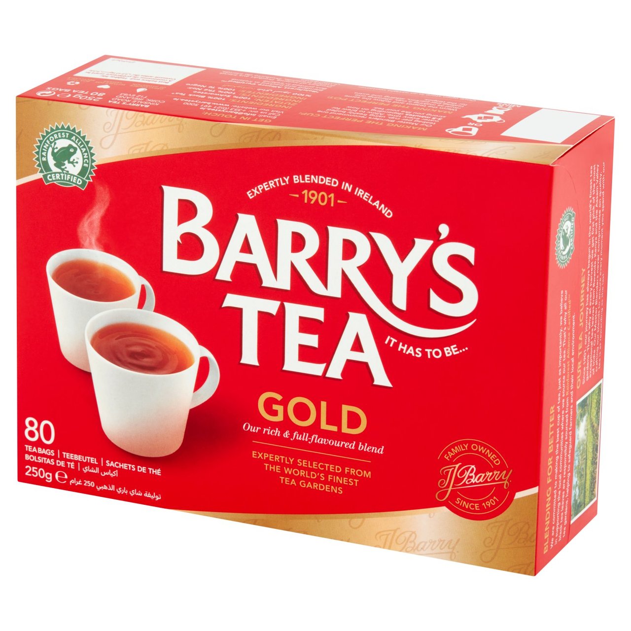 Trà đen tự nhiên cùng bữa sáng chuản vị Barry's Gold Tea 80 gói- Barrys Tea Gold Tea Bags 80 Pack