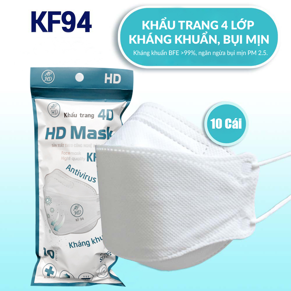 Khẩu Trang 4 Lớp KF94 HD MASK, Chống Bụi Mịn Và Kháng Khuẩn