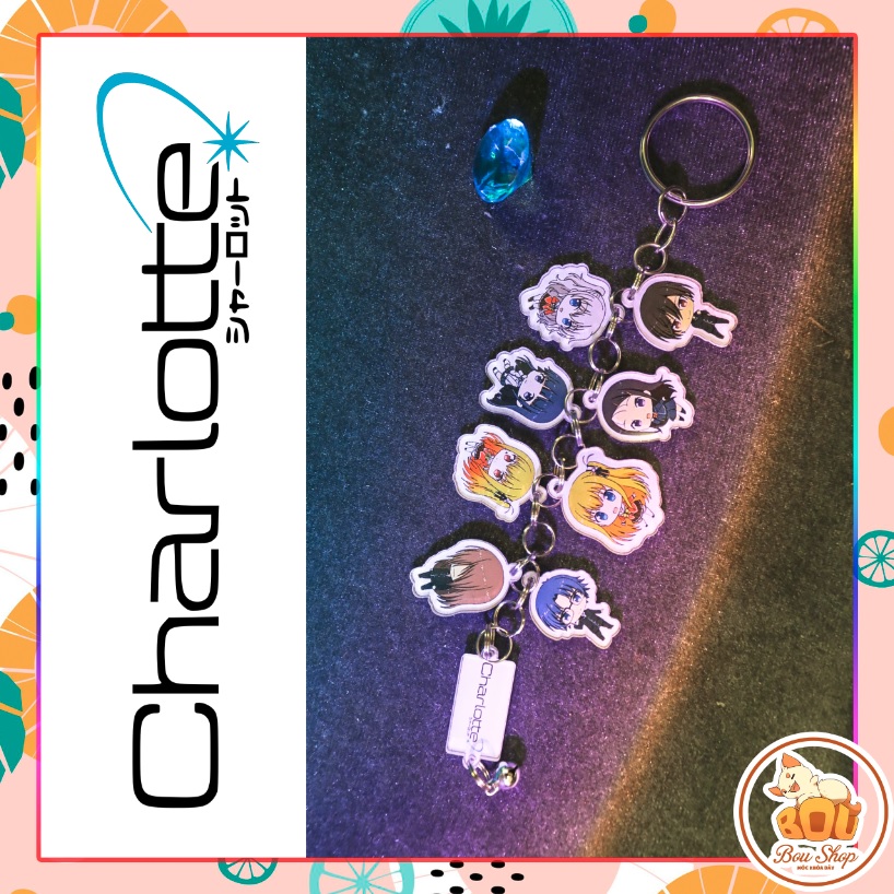 [HCM]Móc khóa dây anime Charlotte Acrylic Mica