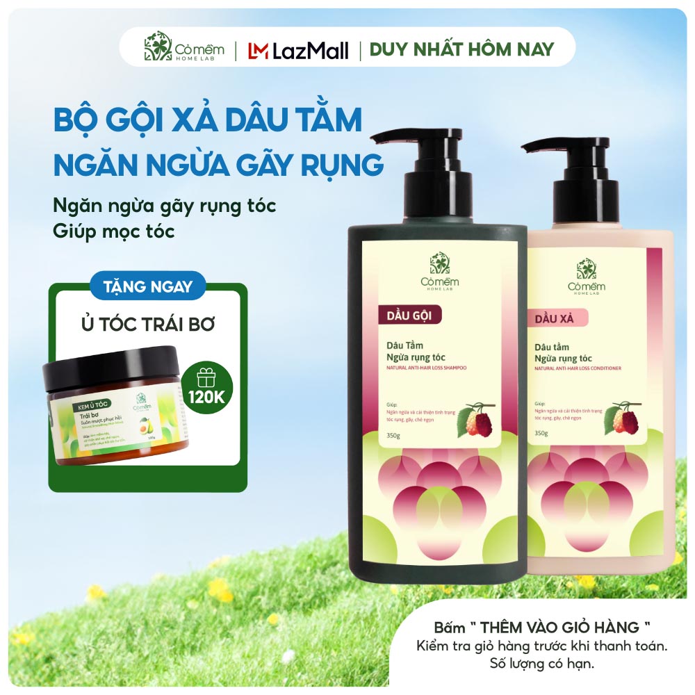 Combo Dầu Gội Xả Dâu Tằm Ngừa Rụng Tóc Giúp Kích Thích Mọc Tóc Cải Thiện Tóc Hư Tổn Cỏ Mềm
