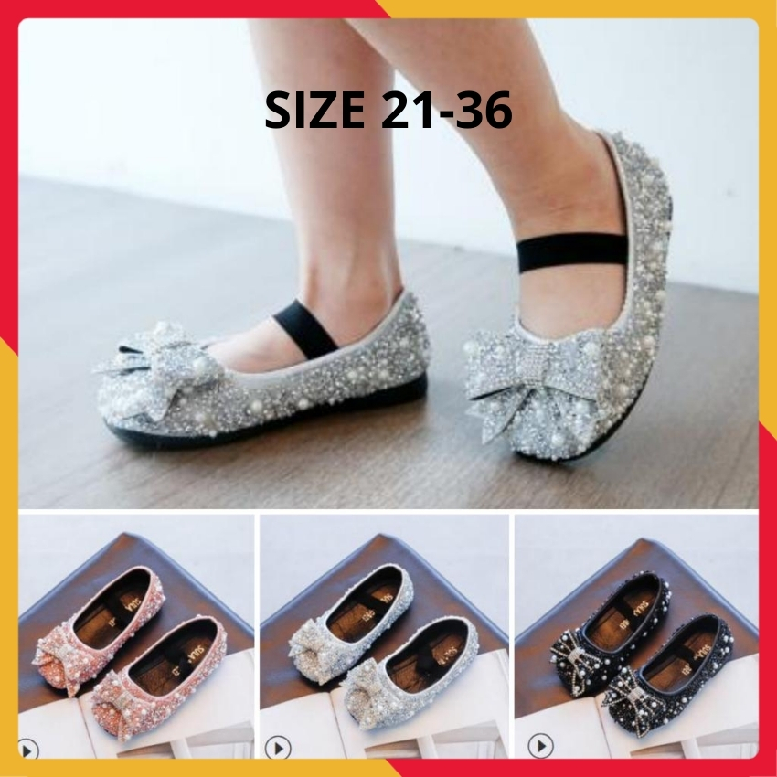 Giày Bé Gái Kiểu Đế Bệt Kim Sa Cao Cấp Size 21-36