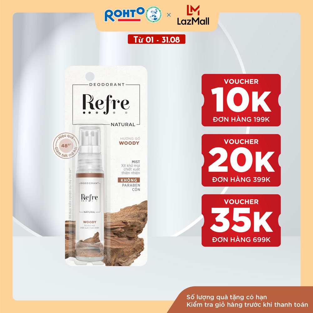 Xịt khử mùi chiết xuất thiên nhiên Refre Natural Woody – Hương gỗ 30ml