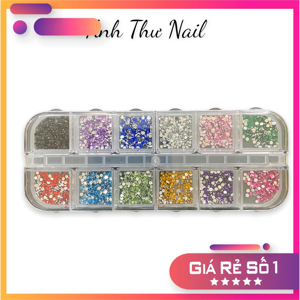 Đá làm nail,khay đá nail mix 12 màu đính móng