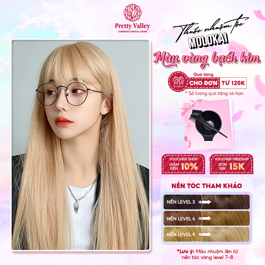 Thuốc nhuộm tóc màu VÀNG BẠCH KIM Molokai siêu dưỡng, nhuộm tóc an toàn tại nhà lên màu chuẩn  - Pretty Valley Hair