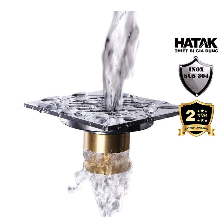 Hố ga chống hôi inox 304,phiểu thoát sàn phòng tắm inox 304 đuôi đồng inox hatak ha-hg03