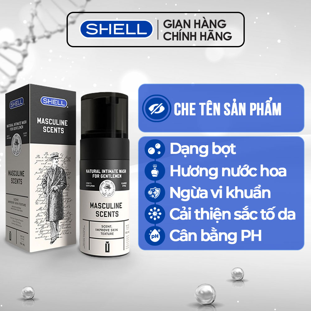 Dung dịch vệ sinh nam dạng bọt, hương thơm nam tính shell masculine scents - chai 100ml | shell chính hãng