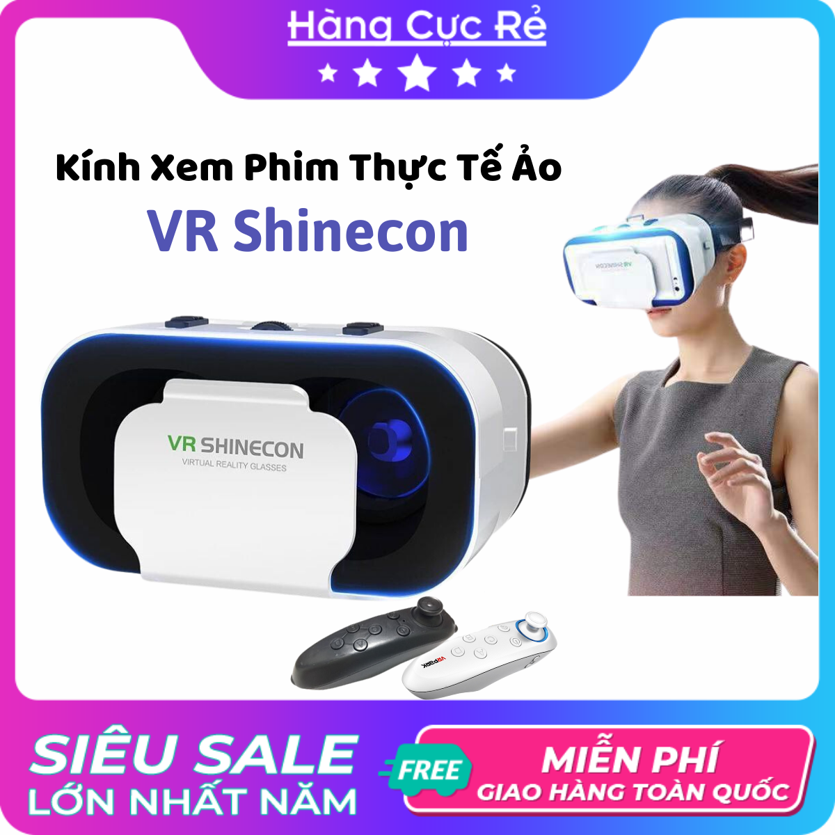 Kính thực tế ảo VR Shinecon xem phim 3D cho điện thoại Android/ IOS/ Windows - Shop Hàng Cực Rẻ