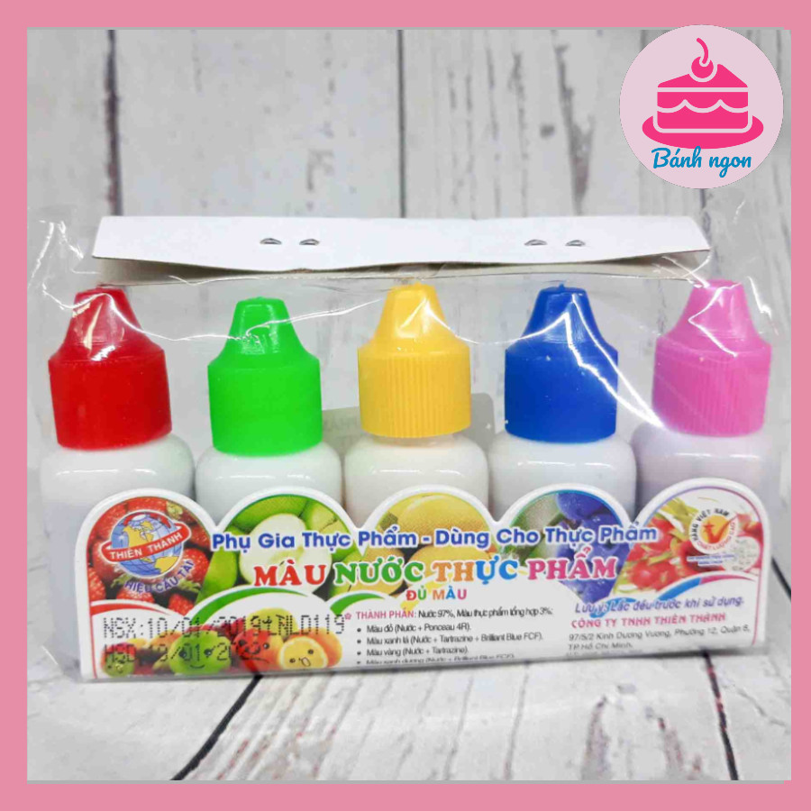 Màu nước thực phẩm Thiên Thành 1 vỉ 5 mầu