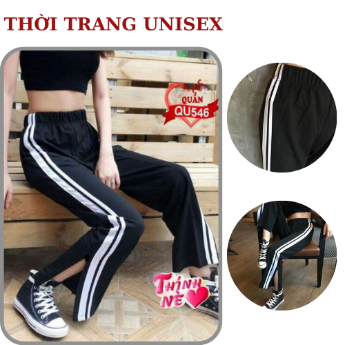 ( ẢNH THẬT) quần thể thao nữ ống rộng, xẻ tà, lưng thun , eo co giãn, mặc lên tôn dáng, stye ulzzang, phong cách trẻ trung, năng động, vải thun co giãn, giá rẻ, AMME