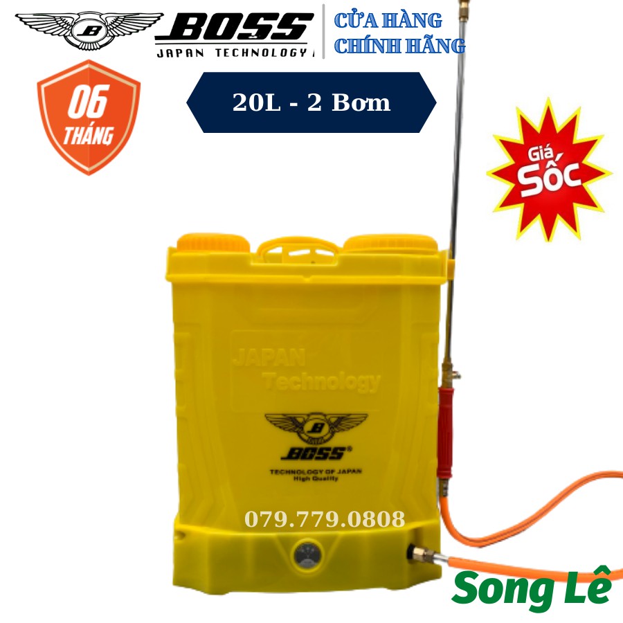 Bình Xịt Điện Boss Nhật 20L - 2 Bơm - 12v/12Ah