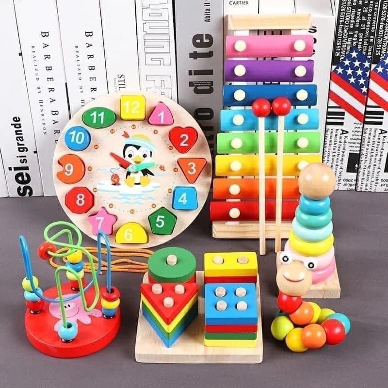 Bộ đồ chơi gỗ thông minh Montessori giúp bé vừa chơi vừa học, đồ chơi gỗ cho bé từ 1 tuổi