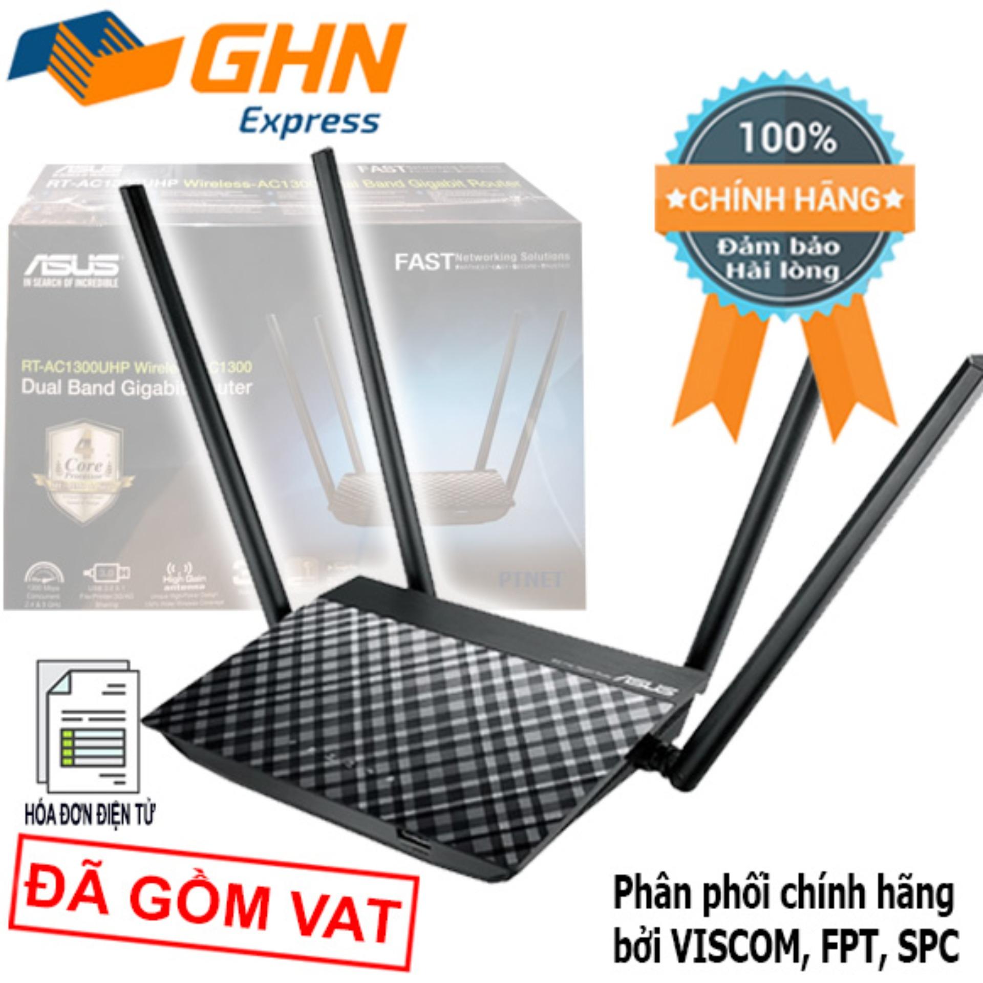 Bộ thu phát sóng không dây asus rt-ac1300uhp 4 ăngten siêu xuyên tường, công suất cao phân phối bởi viscom/fpt/spc